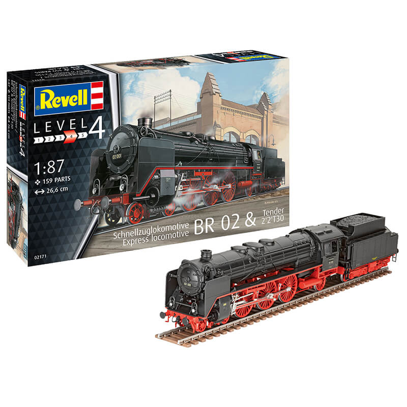 Revell 1/87 Schnellzuglokomotive Express Locomotive BR 02 & Tender 2'2'T30 Kit