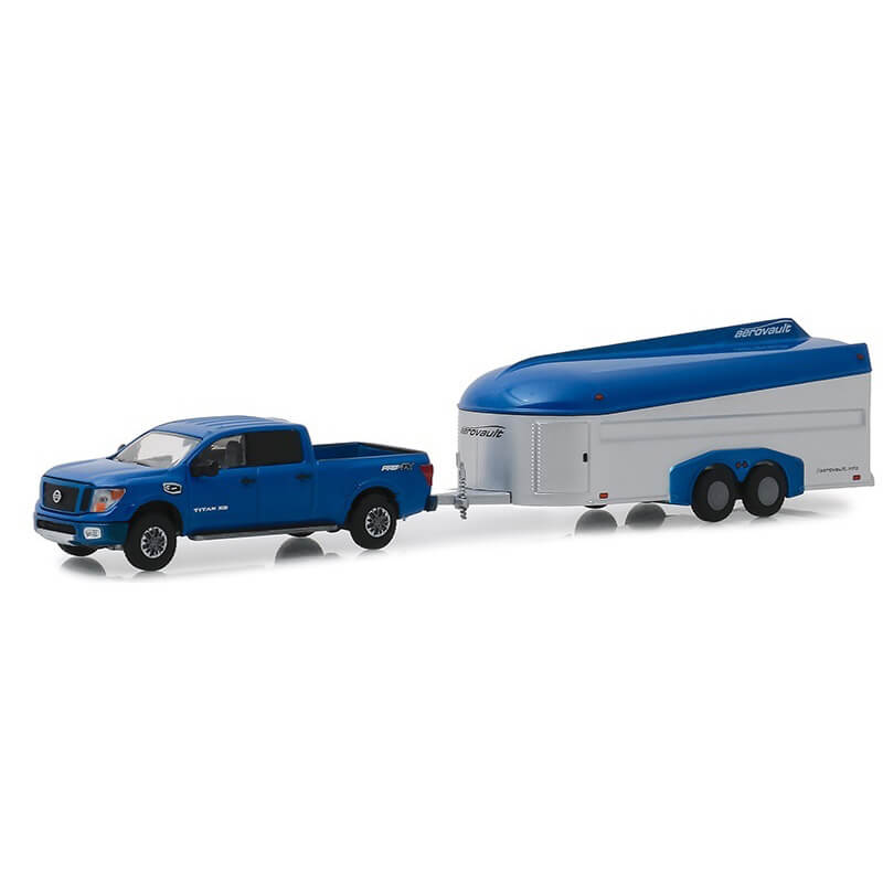 Greenlight 1/64 2018 Nissan Titan XD Pro-4X and Aerovault MKII Trailer