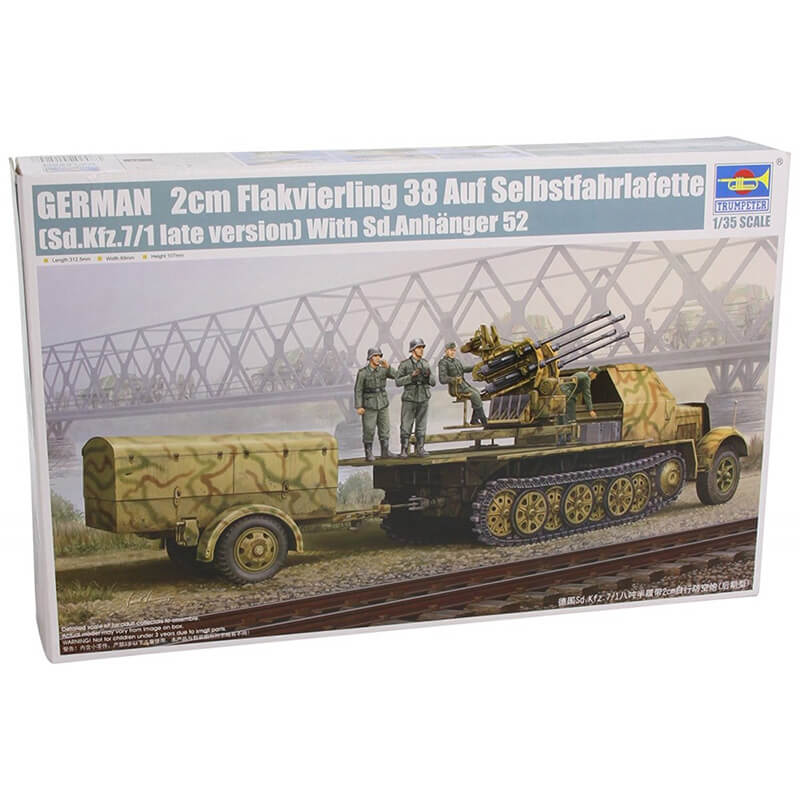 Trumpeter 1/35 German 2cm Flakvierling 38 Auf Selbstfahrlafette (Sd.kfz.7/1 Late Ver.) w/Sd.Anhanger 52 Kit