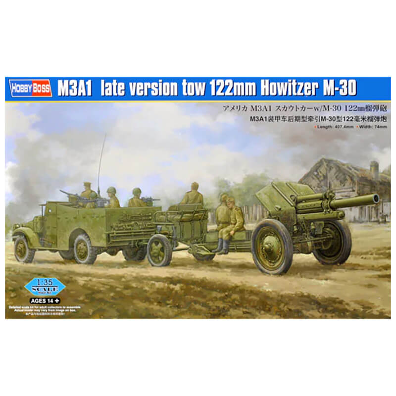 HobbyBoss 1/35 M3A1 Late Version Tow 122mm Howitzer M-30 Kit