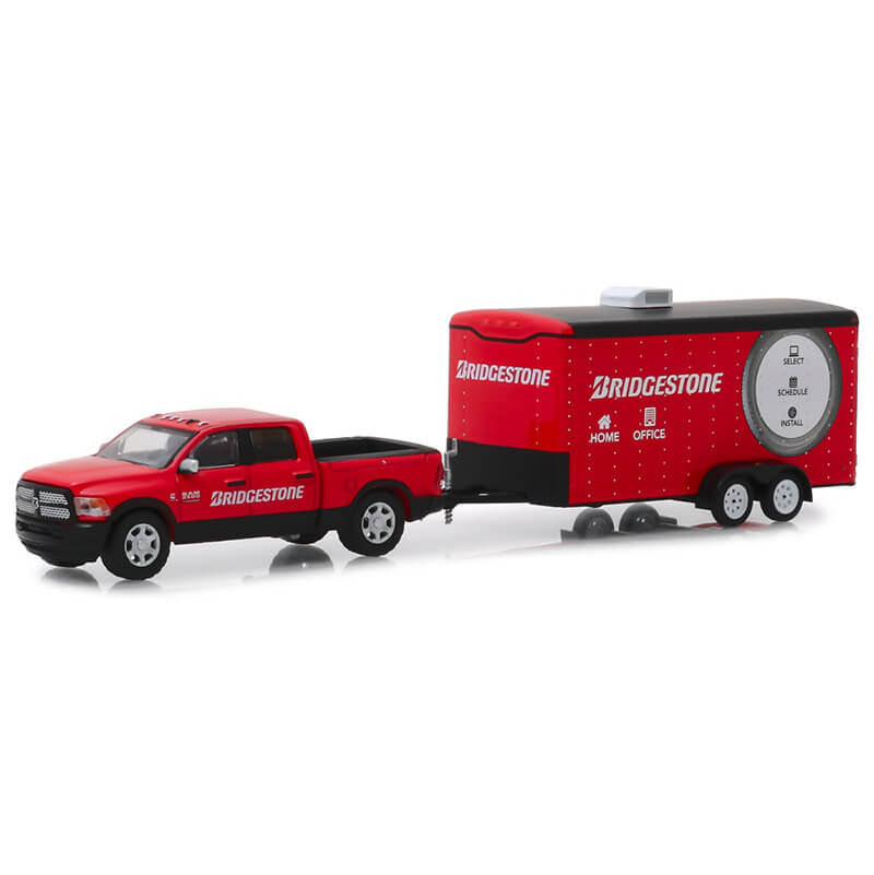 Greenlight 1/64 2017 Ram 2500 Big Horn and Bridgestone Service Center Enclosed Car Hauler