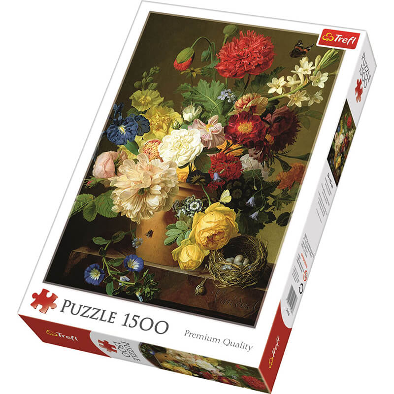 Flower Still Life On a Marble Ledge, Jan Frans Van Dael 1500pc Puzzle