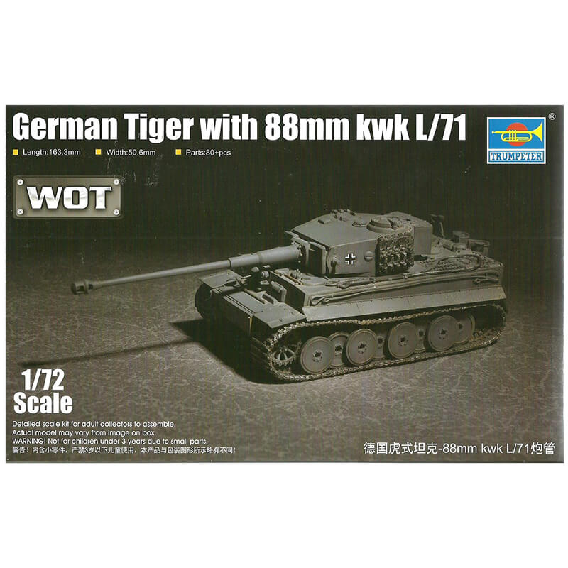 Trumpeter 1/72 German Tiger With 88mm Kwk L/71 Kit