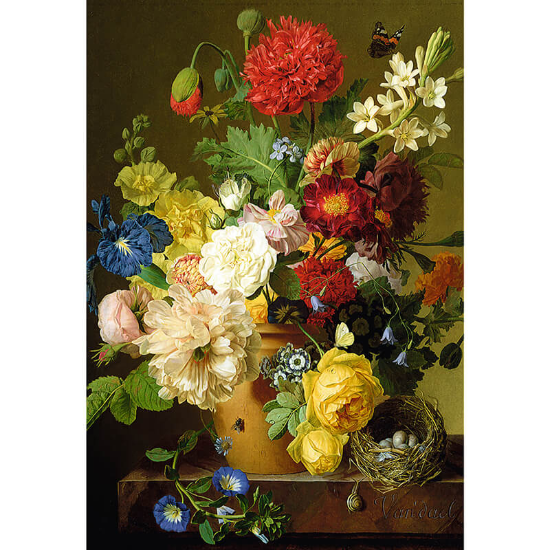 Flower Still Life On a Marble Ledge, Jan Frans Van Dael 1500pc Puzzle