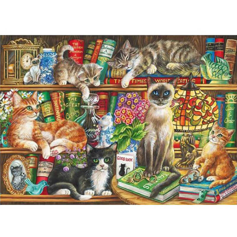 Puss in Books by Judith Yates 1000pc Puzzle