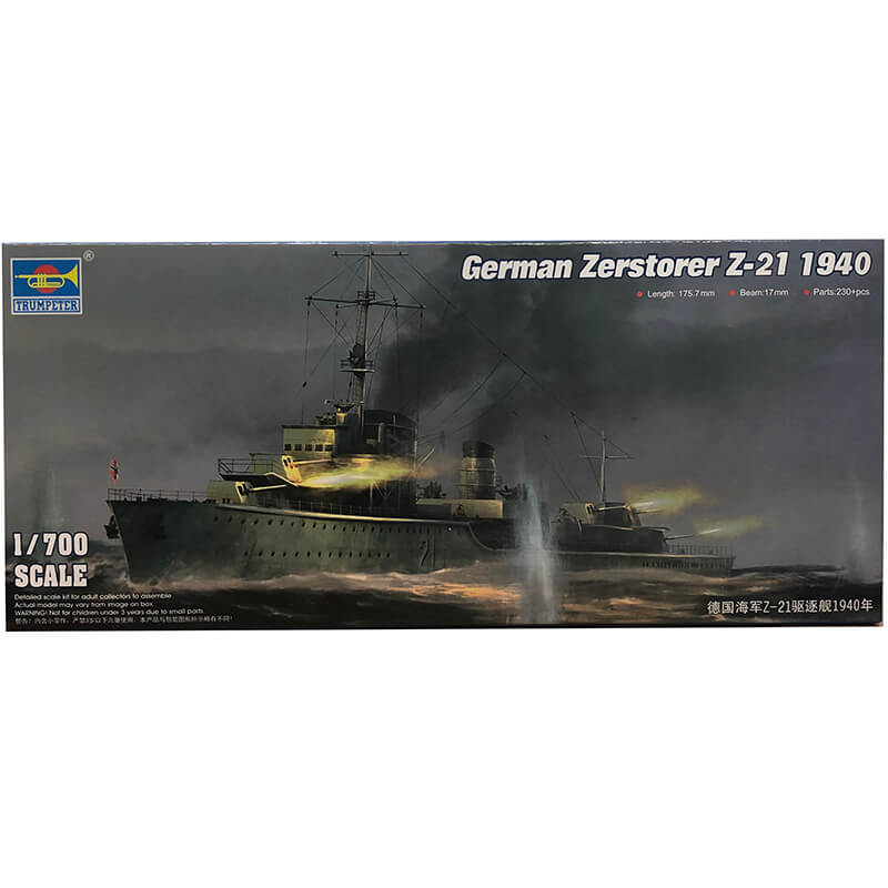 Trumpeter 1/700 German Zerstorer Z-21 1940 Kit