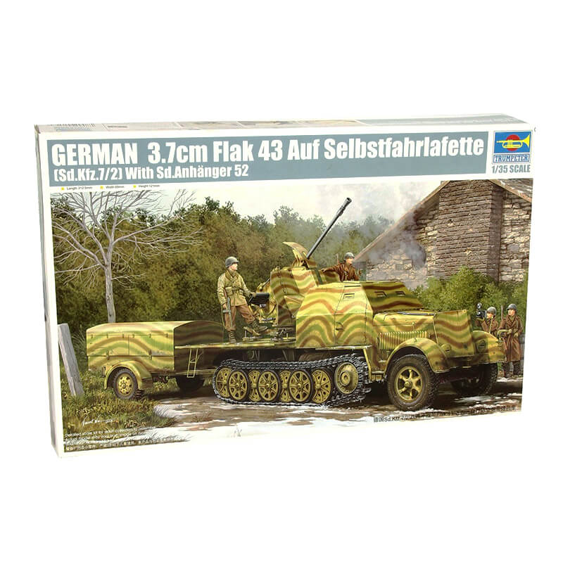 Trumpeter 1/35 German 3.7cm Flak 43 Auf Selbstfahrlafette (Sd.kfz.7/2) w/Sd.Anhanger 52 Kit