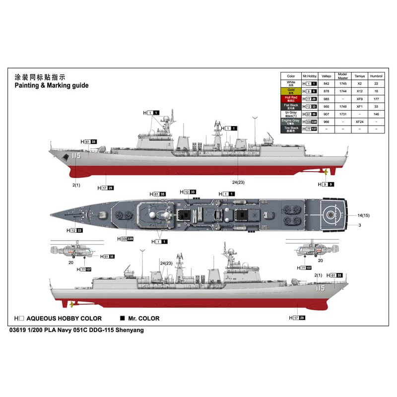 Trumpeter 1/200 PLA Navy Type 051C DDG-115 Shenyang Kit