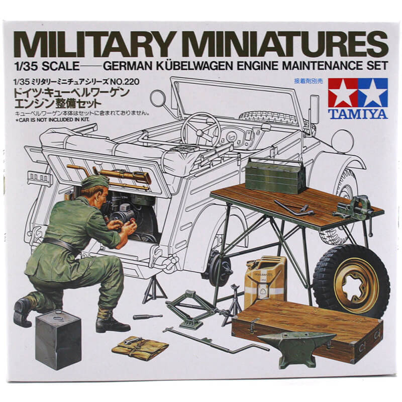 Tamiya 1/35 Military Miniatures German Kubelwagen Engine Maintenance Set Kit