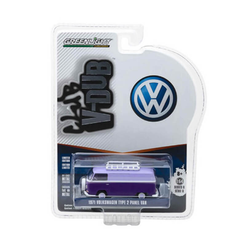Greenlight 1/64 1971 Volkswagen Type 2 Panel Van (With Roof Rack) (Purple)