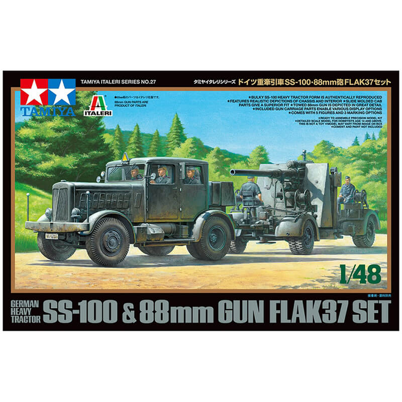 Tamiya 1/48 German Heavy Tractor SS-100 & 88mm Gun Flak37 Set Kit