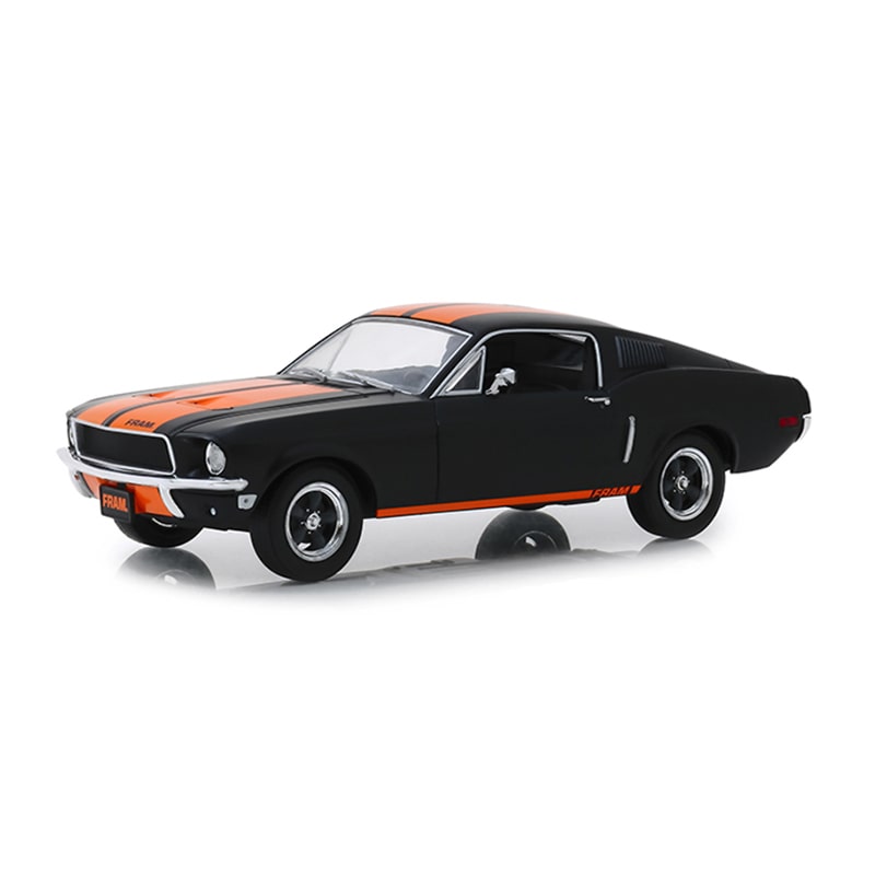 Greenlight 1/24 1968 Ford Mustang GT Fastback FRAM Oil Filters (Black w/Orange Stripes)