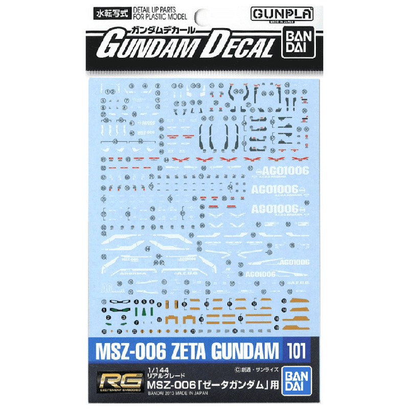 Bandai Gundam Decal 101 HG 1/144 RG MSZ-006 Zeta Gundam