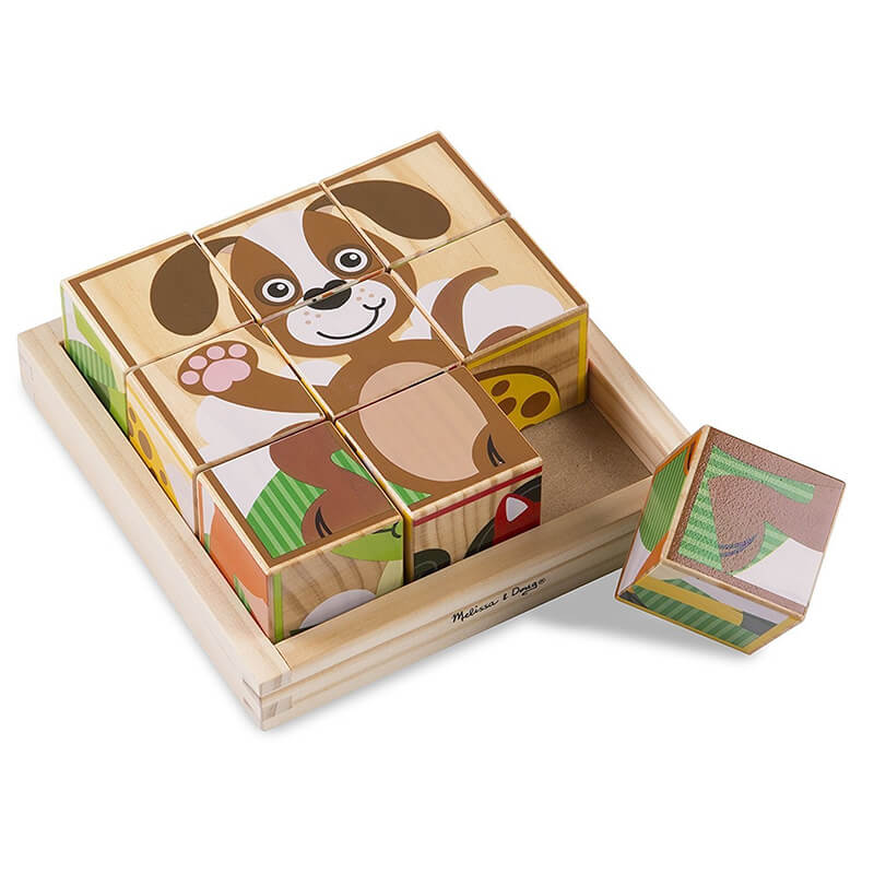 Create 6 Animal Scenes 9pcs Wooden Cube Puzzle
