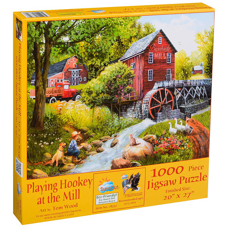 Playing Hookey at the Mill By Tom Wood 1000pc Puzzle