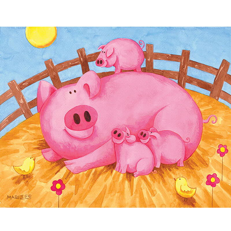 Pink Pigs by Marilee Carroll 63pc Puzzle