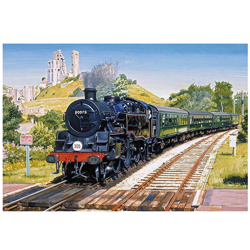 Corfe Castle Crossing By Gerald Savine 500pc Puzzle