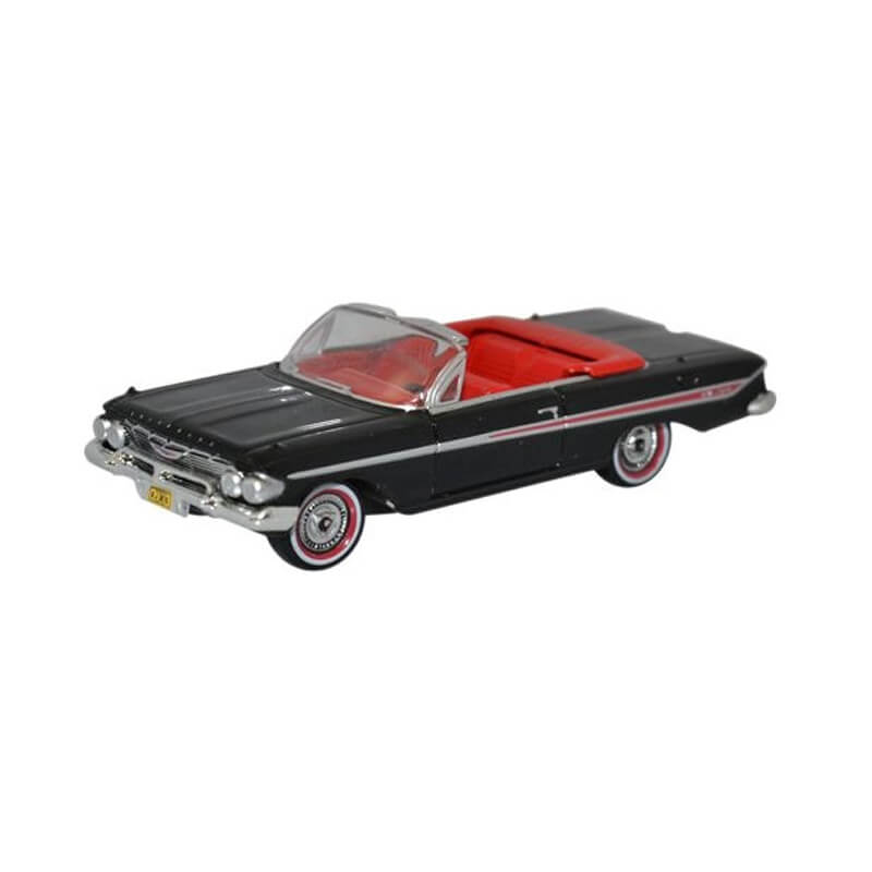 Oxford 1/87 Chevrolet Impala 1961 Convertible (Tuxedo Black/Red)