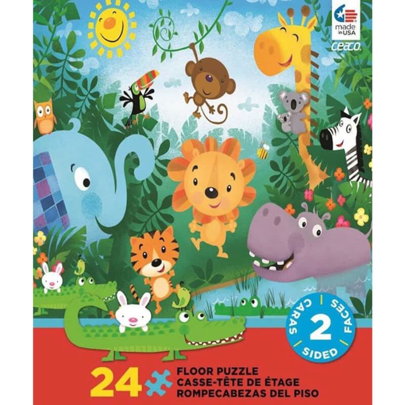 Jungle 2 Sided Floor Puzzle 24pc Puzzle