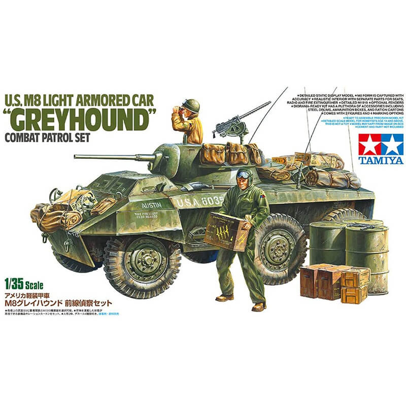 Tamiya 1/35 U.S. M8 Light Armored Car "Greyhound" Combat Patrol Set Kit