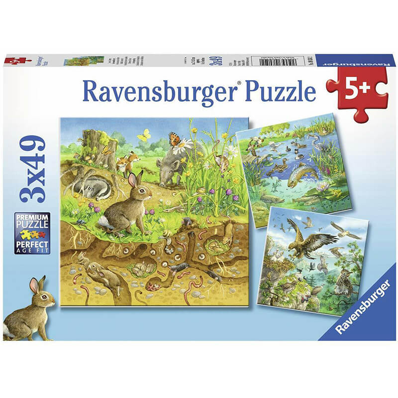 Animals in their Habitats 3x49pcs Puzzle