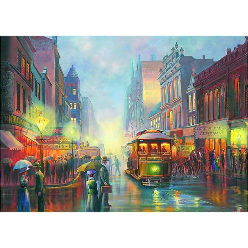 Trams In Gaslight By John Bradley 1000pc Puzzle