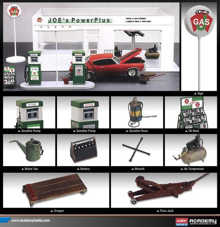 Academy 1/24 Joe's Power Plus Service Station Kit