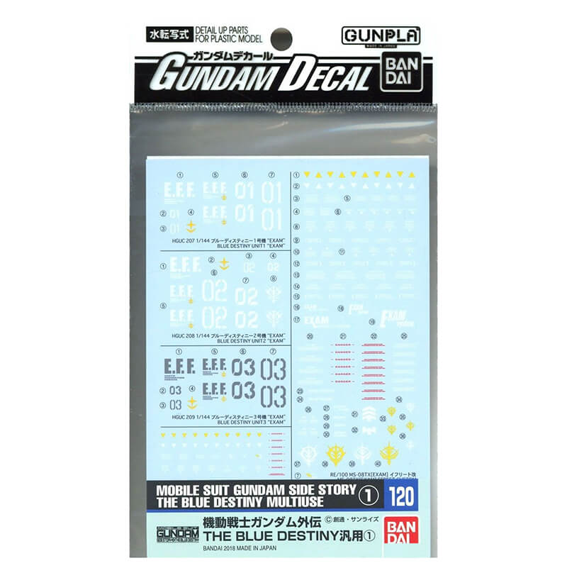 Bandai Gundam Decal 120 The Blue Destiny Multiuse