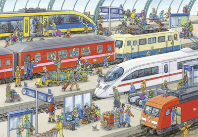 Busy Train Station by Peter Niederlander 2x24pcs Puzzle