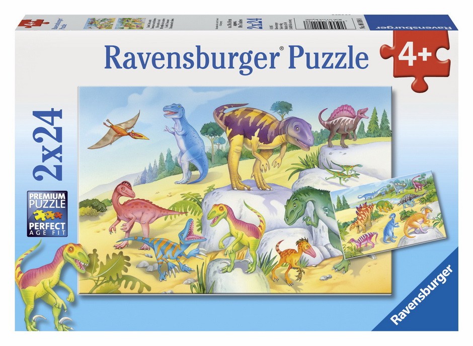 Colorful Dinosaurs by Elisabetta Ferrero 2x24pc Puzzle