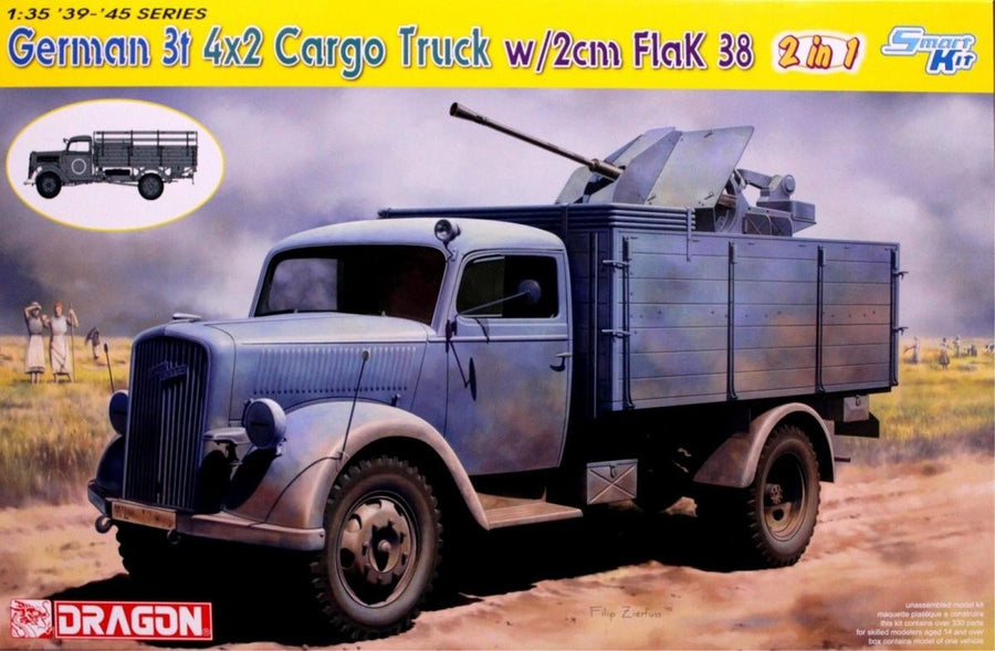 Dragon 1/35 German 3t 4x2 Cargo Truck w/2cm Flak 38 Kit