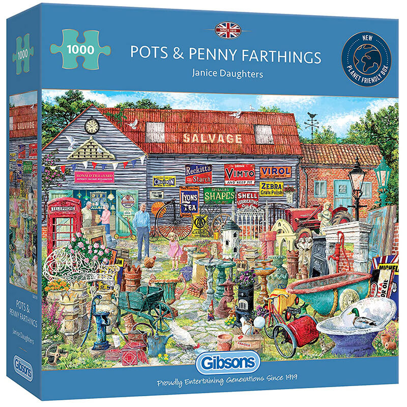 Pots & Penny Farthings By Janice Daughters 1000pc Puzzle