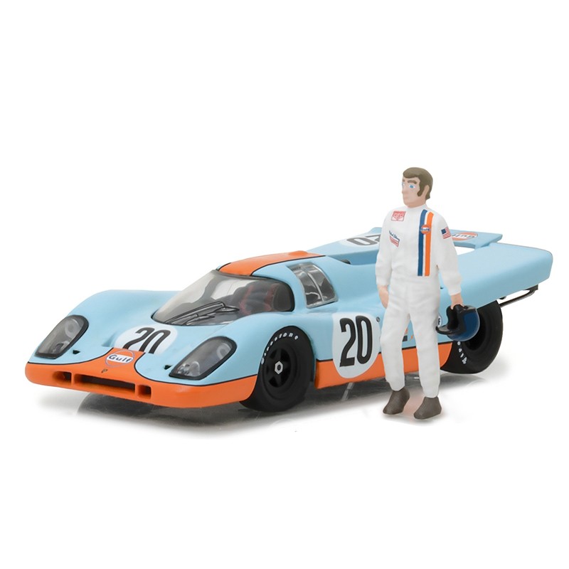 Greenlight 1/43 1970 Gulf Porsche 917K With Steve McQueen Figure