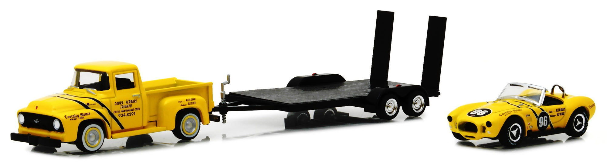 Greenlight 1/64 1954 Ford F-100 & Coventry Motors 289 Cobra on Flatbed Trailer