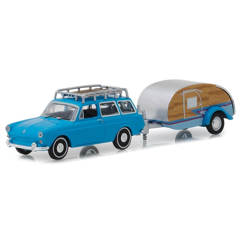 Greenlight 1/64 1961 Volkswagen Type 3 Squareback And Teardrop Trailer
