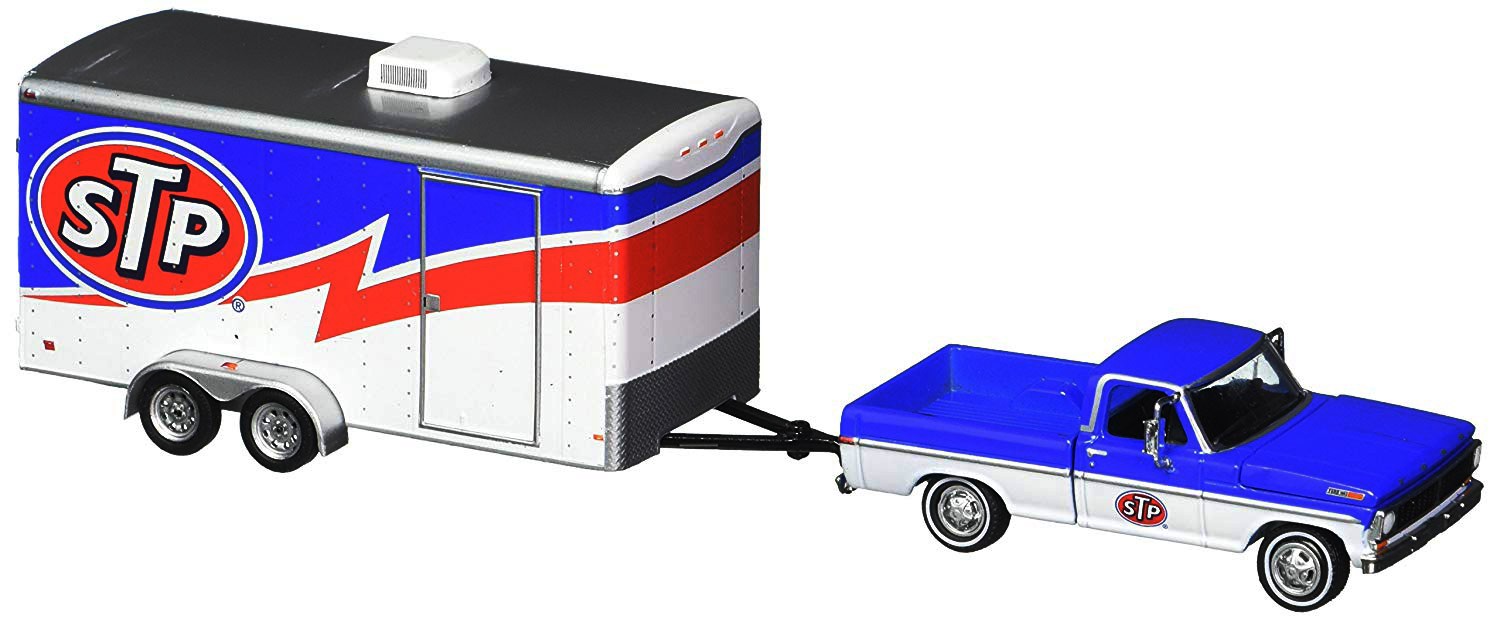 Greenlight 1/64 1970 Ford F-100 and Enclosed Car Trailer "STP Racing"