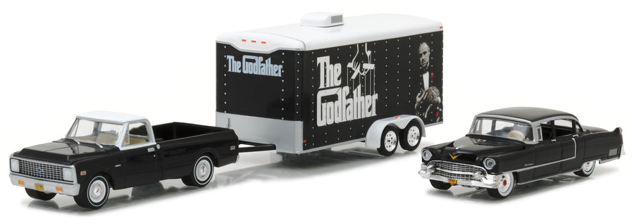Greenlight 1/64 1972 Chevrolet C10, 1955 Cadillac Fleetwood "60 & Trailer