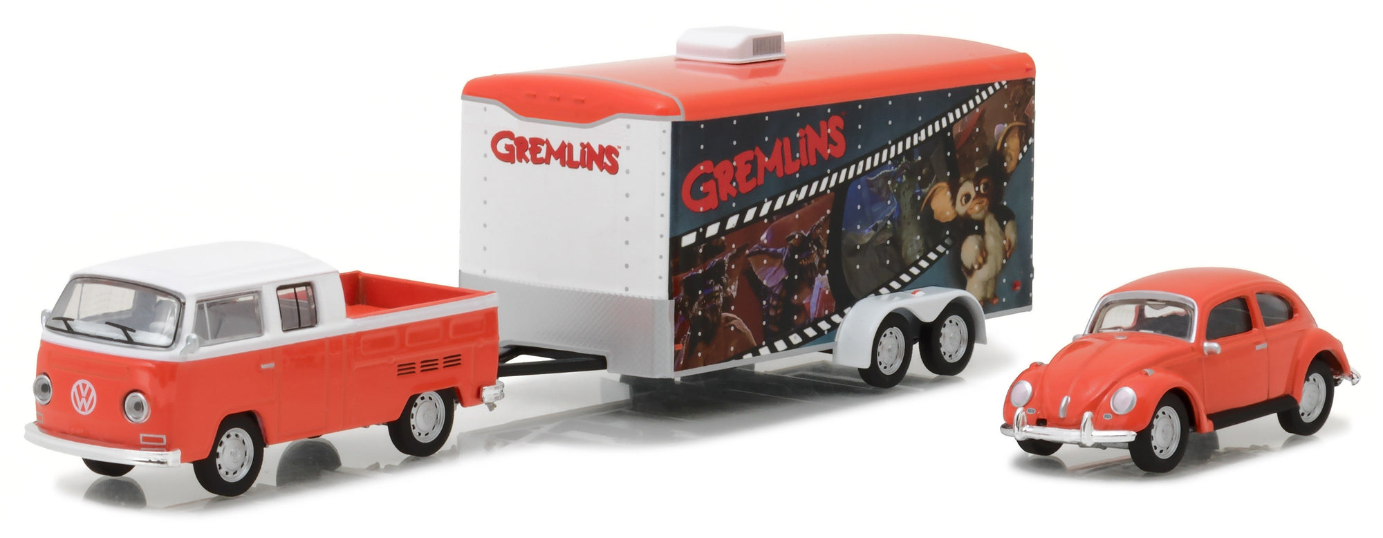 Greenlight 1/64 1972 Double Cab Pick-Up, 1967 Beetle & Enclosed Car Hauler