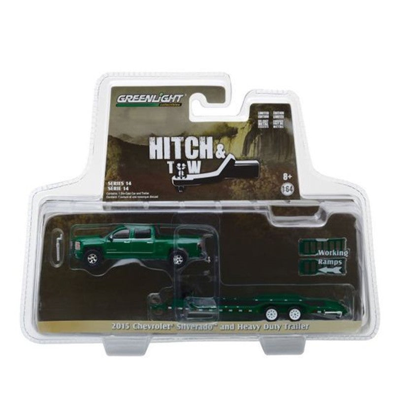 Greenlight 1/64 2015 Chevrolet Silverado And Heavy Duty Trailer