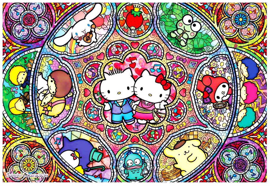Hello Kitty Sanrio Stained Glass Musical 1000pcs Puzzle
