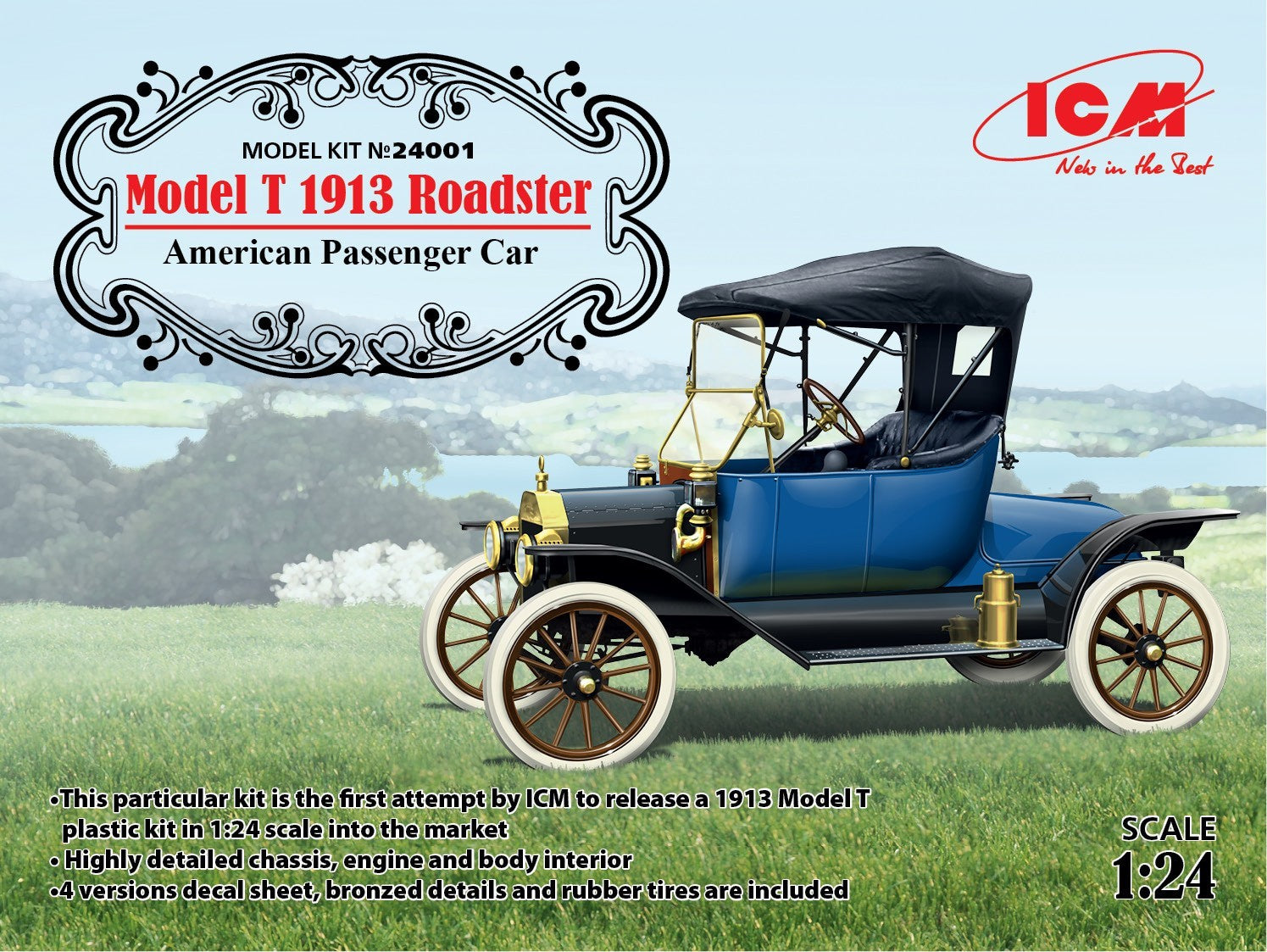 ICM 1/24 Model T 1913 Roadster American Passenger Car Kit ICM-24001