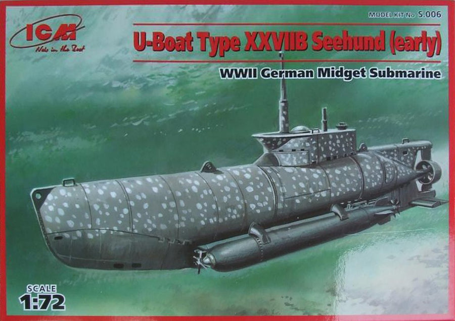 ICM 1/72 U-Boat Type XXVIIB Seehund (early) WWII German Midget Submarine Kit