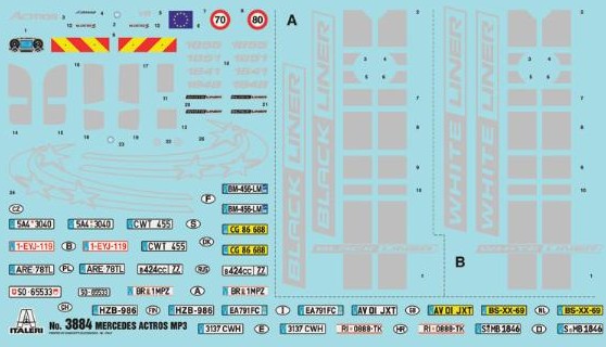 Italeri 1/24 Mercedes-Benz Actros MP3 White Liner/Black Liner Kit ITA-03884