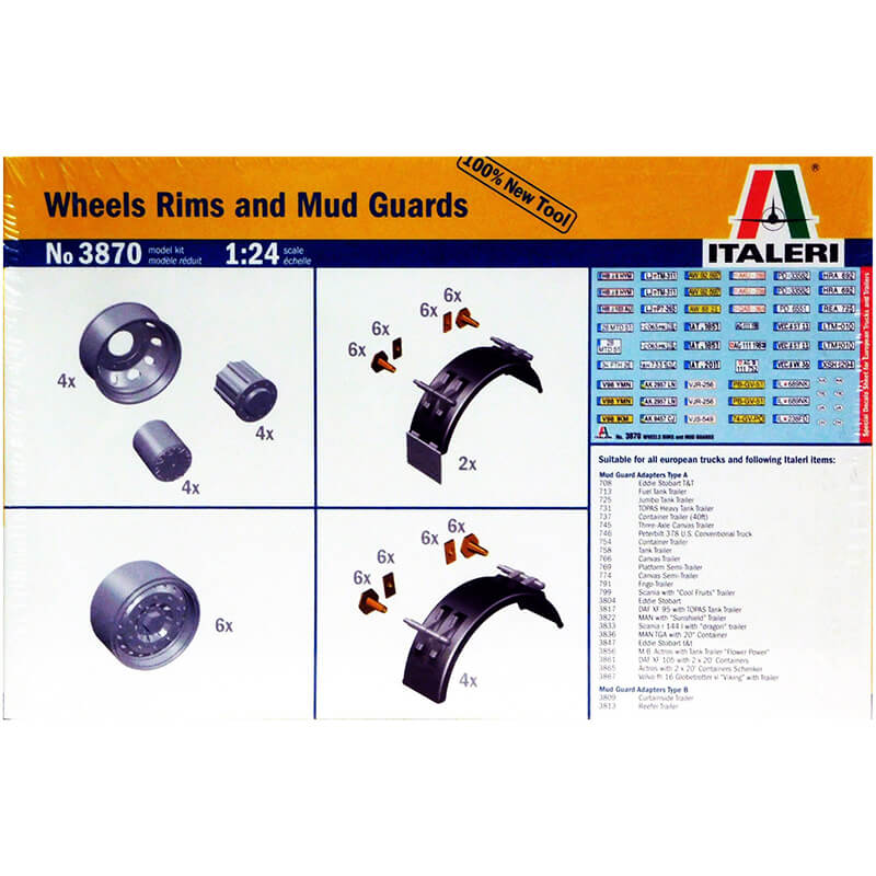 Italeri 1/24 Wheels Rims and Mud Guards Kit