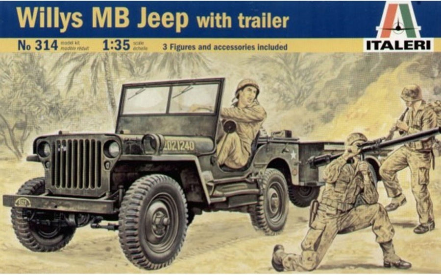 Italeri 1/35 Willys MB Jeep with Trailer Kit