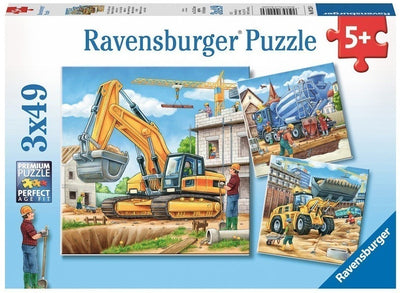 Large Construction Vehicles by Joachim Krause 3x49pcs Puzzle
