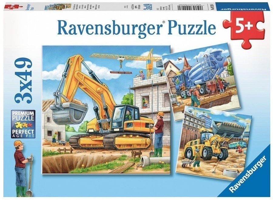 Large Construction Vehicles by Joachim Krause 3x49pcs Puzzle