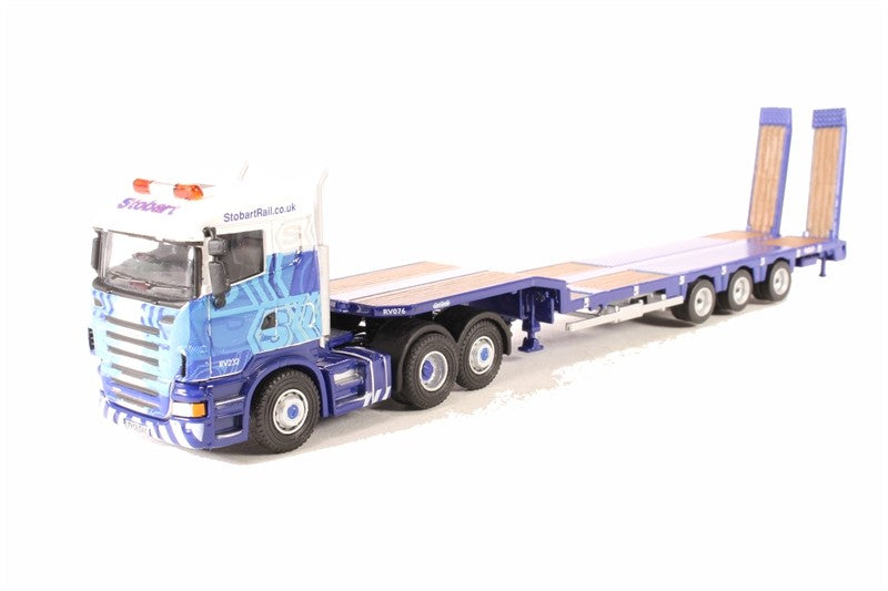 Oxford 1/76 Scania Highline Nooteboom 3 Axle Semi Low Loader Stobart Rail