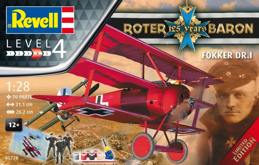 Revell 1/28 125 Years Roter Baron Model Kit Set 95-05778