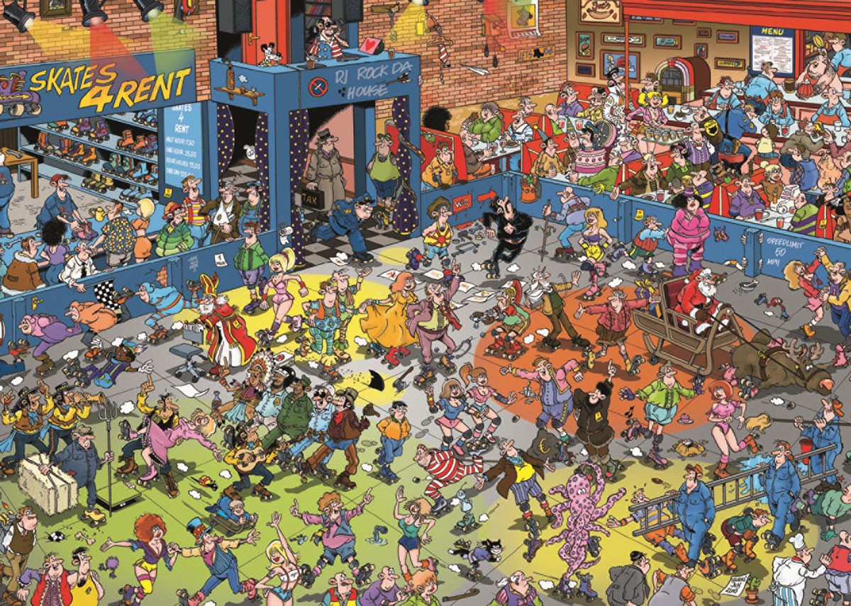 Roller Disco by Jan van Haasteren 1000pc Puzzle